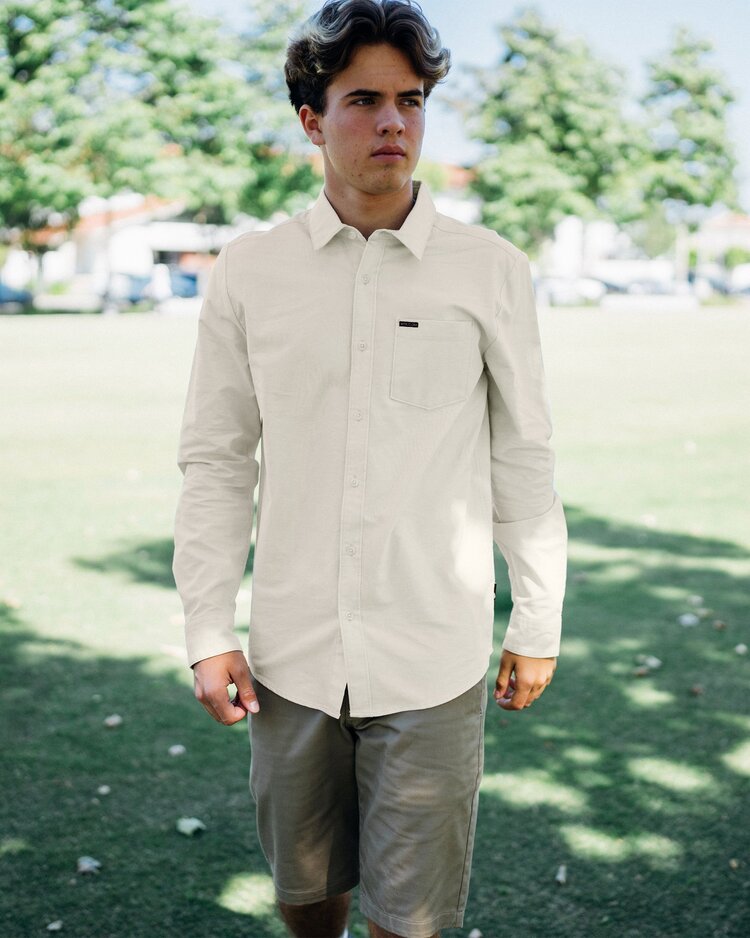 Volcom Veeco Oxford Long Sleeve | Dirty White