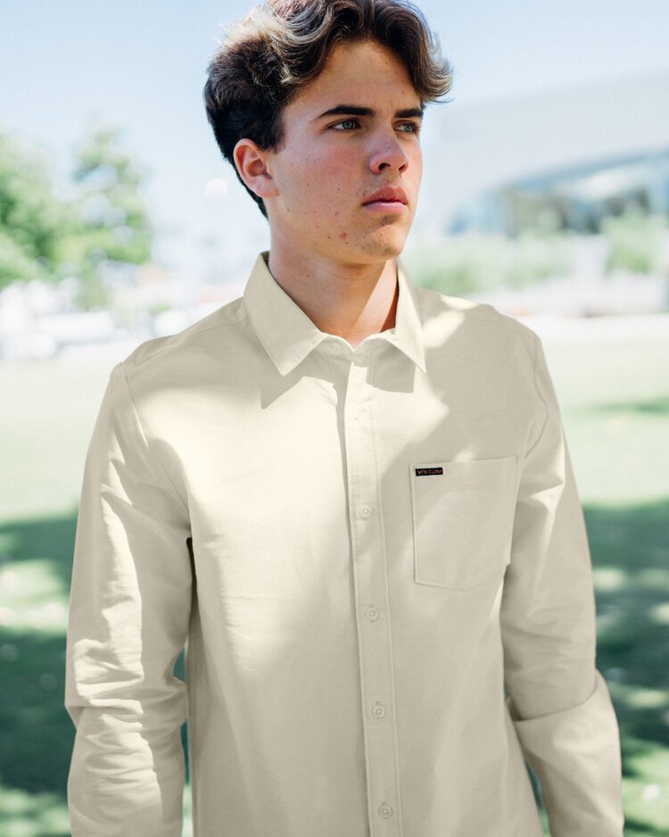 Volcom Veeco Oxford Long Sleeve | Dirty White