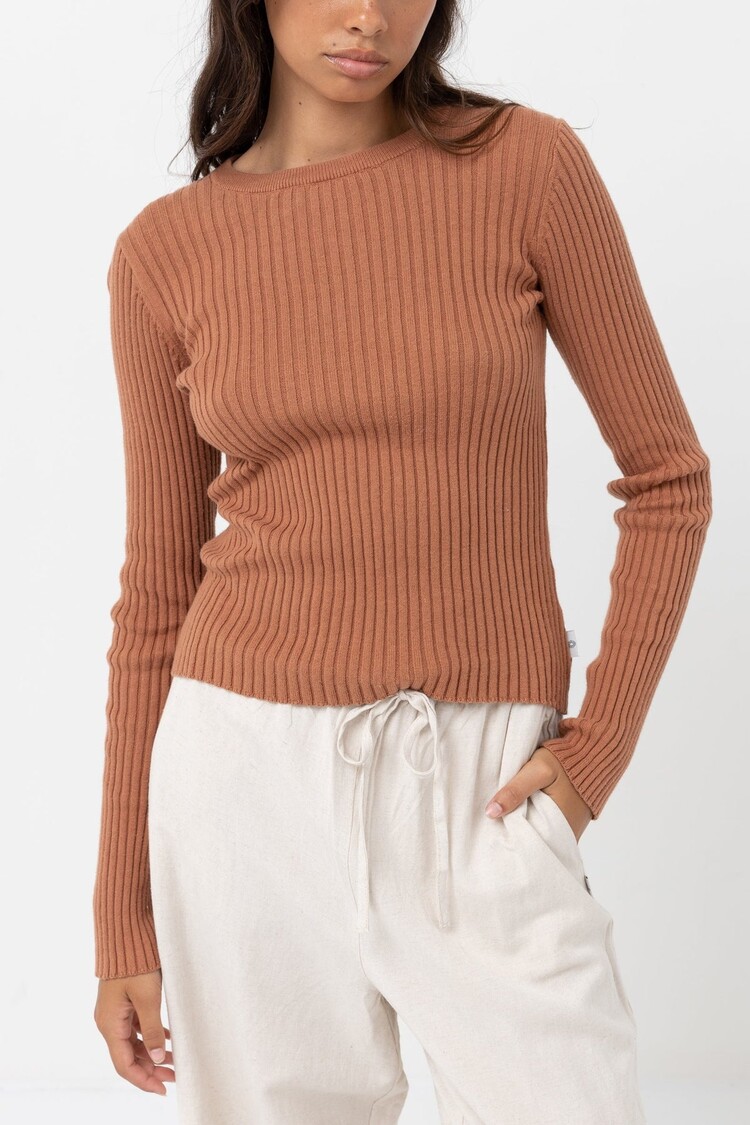 Rhythm Rhythm Classic Knit Long Sleeve Top | Cinnamon