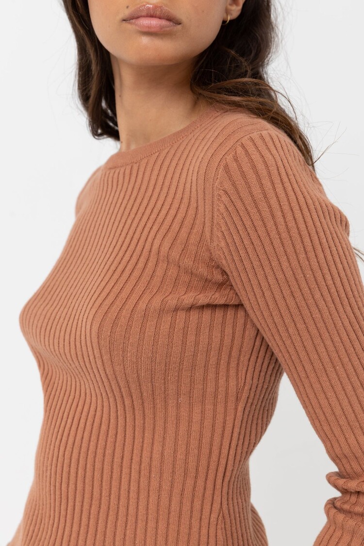 Rhythm Rhythm Classic Knit Long Sleeve Top | Cinnamon