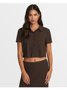 RVCA Jenni Buttoned Short-Sleeve Shirt | Chocolate Torte