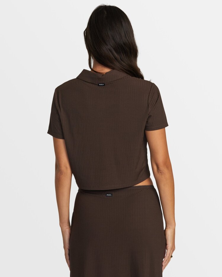 RVCA Jenni Buttoned Short-Sleeve Shirt | Chocolate Torte