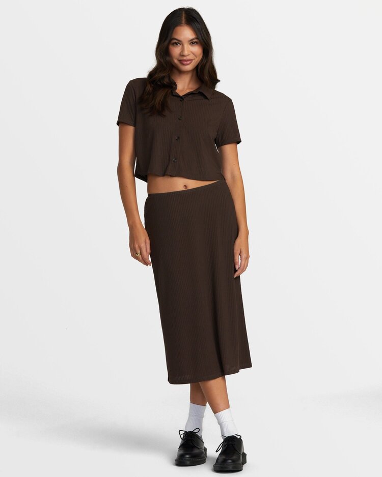 RVCA Jenni Buttoned Short-Sleeve Shirt | Chocolate Torte