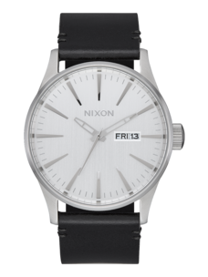 Nixon Nixon Sentry Leather | Chrome/Silver/Black