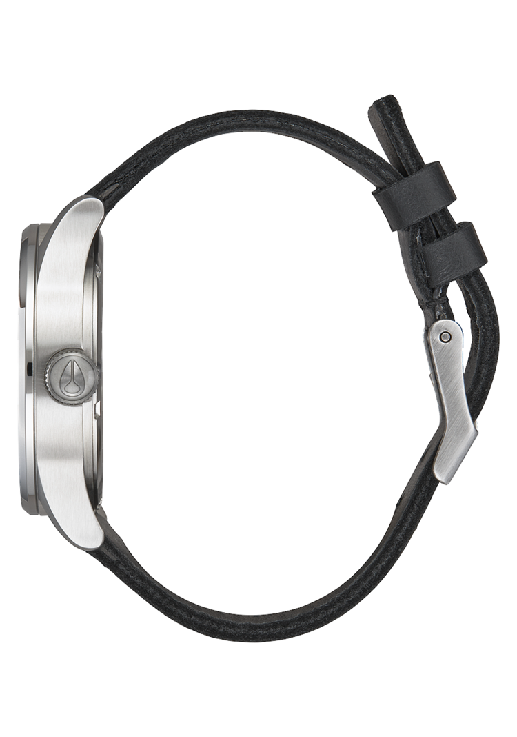 Nixon Sentry Leather | Chrome/Silver/Black