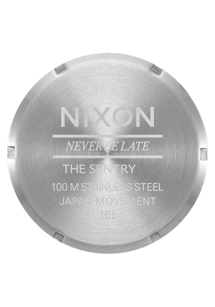 Nixon Sentry Leather | Chrome/Silver/Black