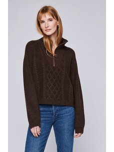 Gentle Fawn Georgie Half-Zip Pullover Sweater | Heather Espresso