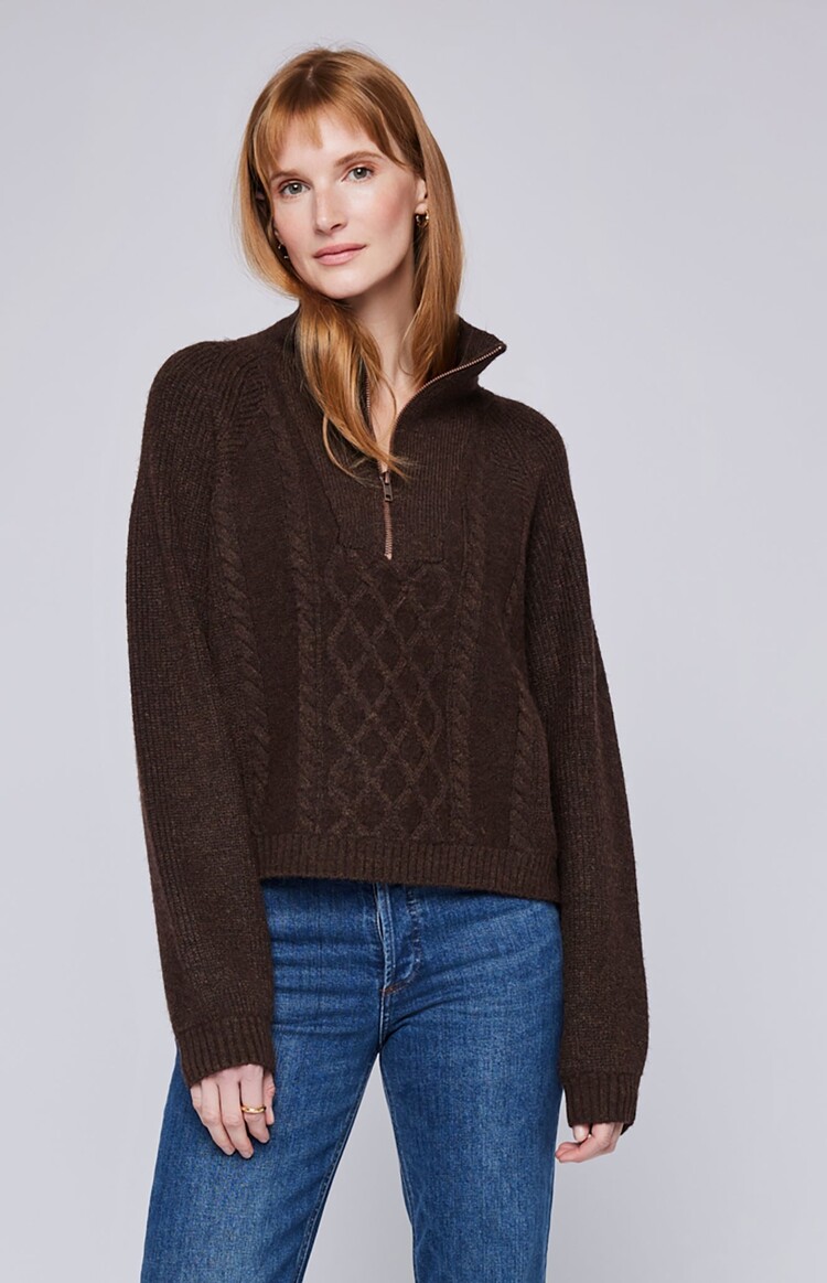 Gentle Fawn Georgie Half-Zip Pullover Sweater | Heather Espresso