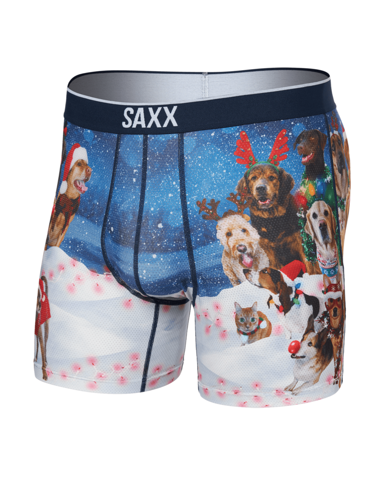 Saxx Volt Breathable Mesh Boxer Brief | Dogs Of Saxxmas-Blue