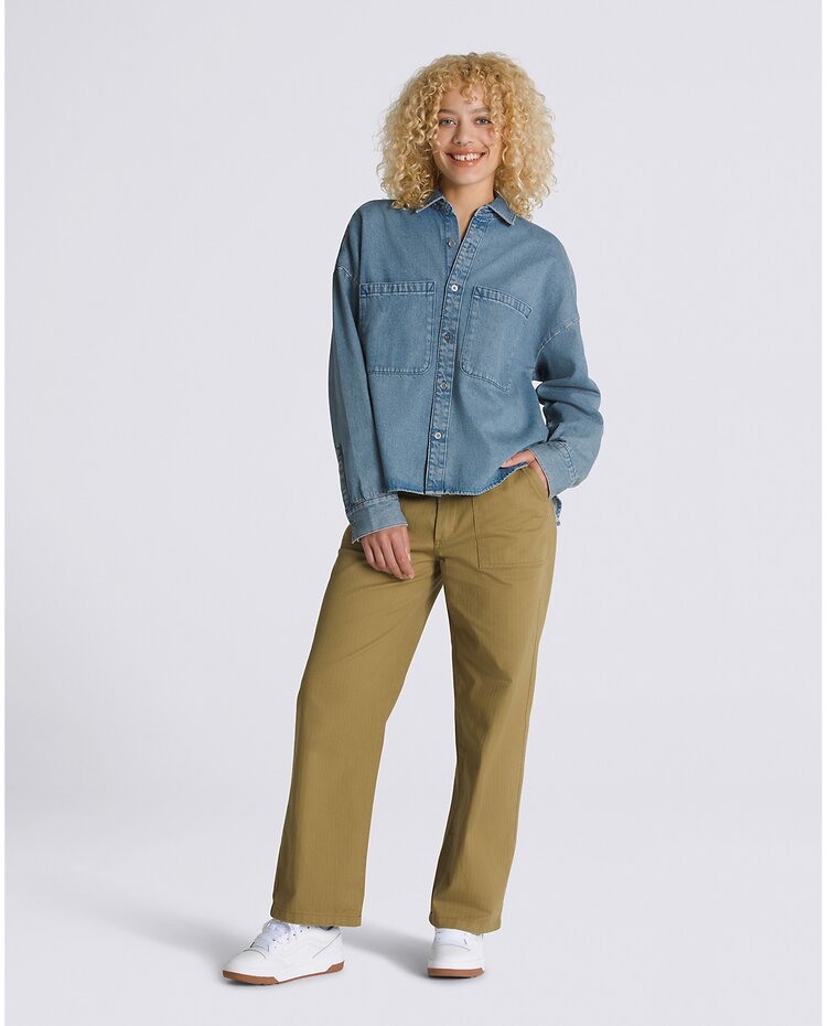 Vans Vans Antica Boxy Denim Long Sleeve Shirt | Stone Wash