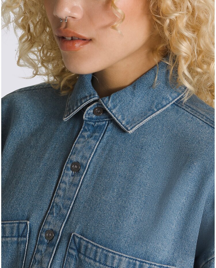 Vans Vans Antica Boxy Denim Long Sleeve Shirt | Stone Wash
