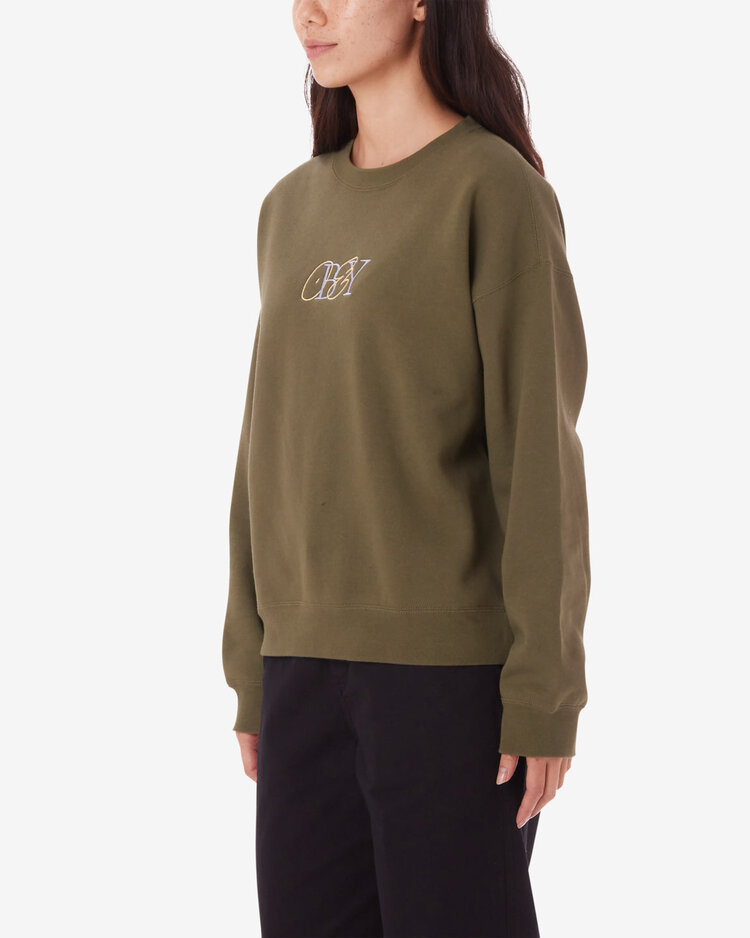Obey Type Mix Crew Fleece | Olive