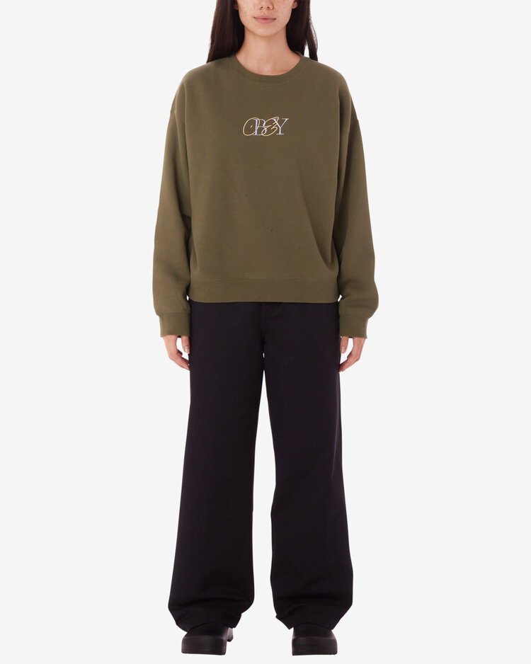 Obey Obey Type Mix Crew Fleece | Olive