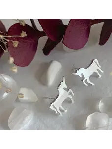 Pika & Bear Pika & Bear Tesias Unicorn Stud Earrings | Silver