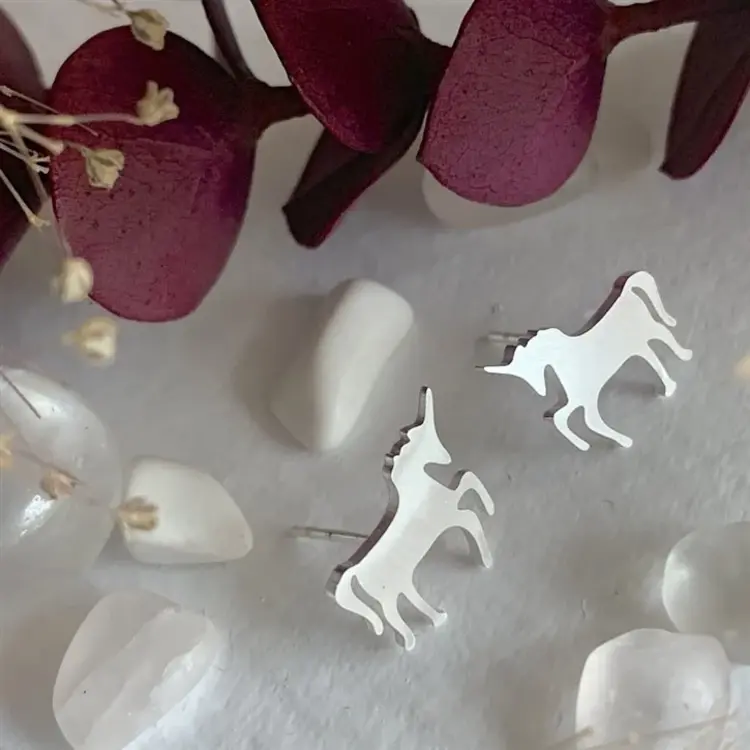 Pika & Bear Pika & Bear Tesias Unicorn Stud Earrings | Silver