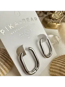 Pika & Bear Lucille Oblong Hinge Hoop Earrings | Silver