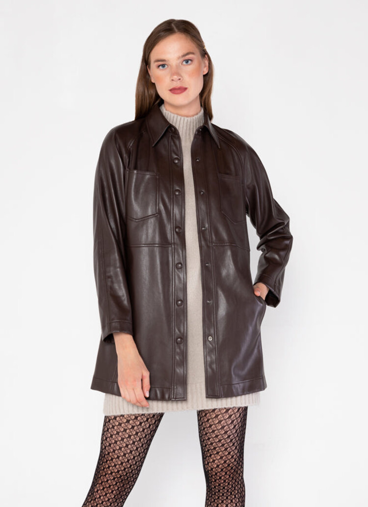 C'est Moi Faux Leather Jacket | Brown