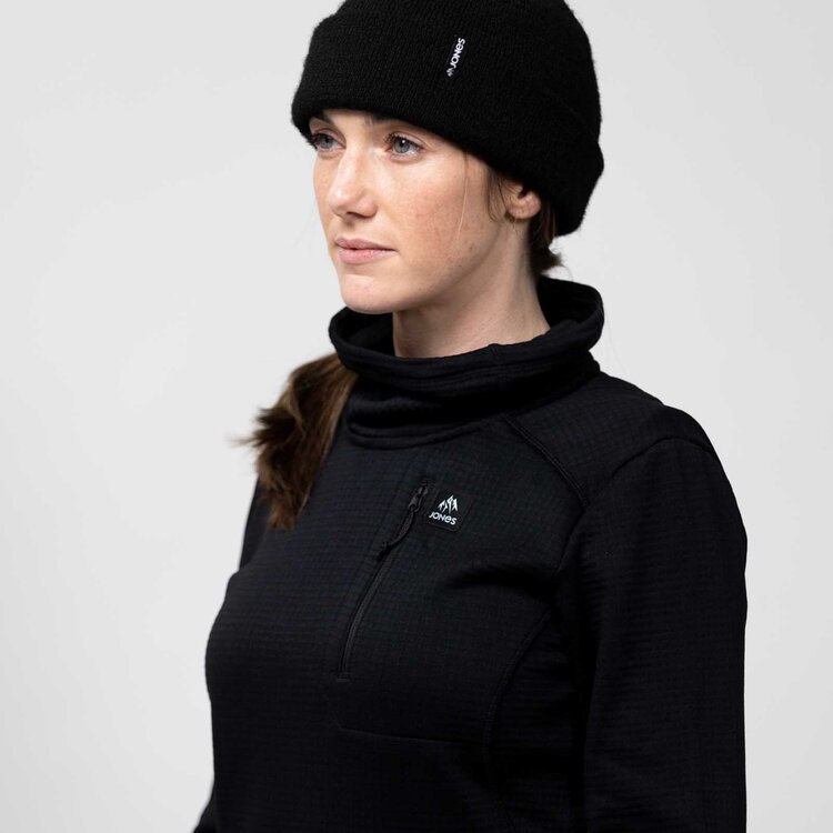 Jones Women's Flagship Recycled Grid Fleece Pullover | Stealth Black