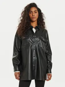Noisy May Flanny Oversized Shirt | Black
