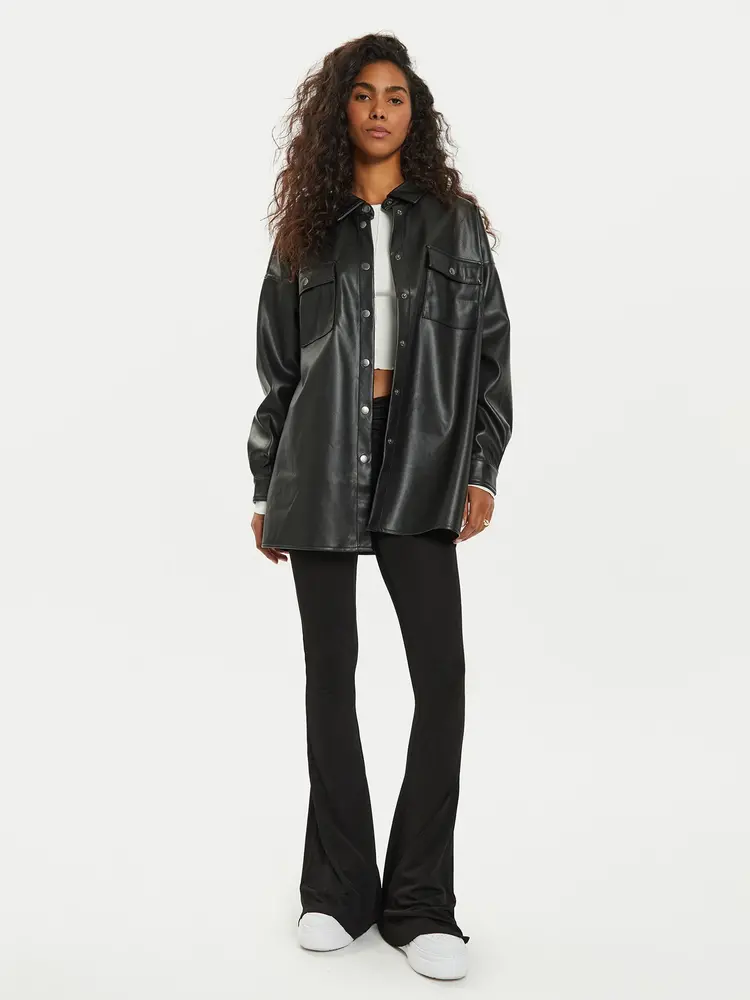 Noisy May Flanny Oversized Shirt | Black