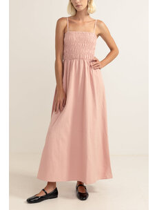 Rhythm Classic Shirred Midi Dress | Rose