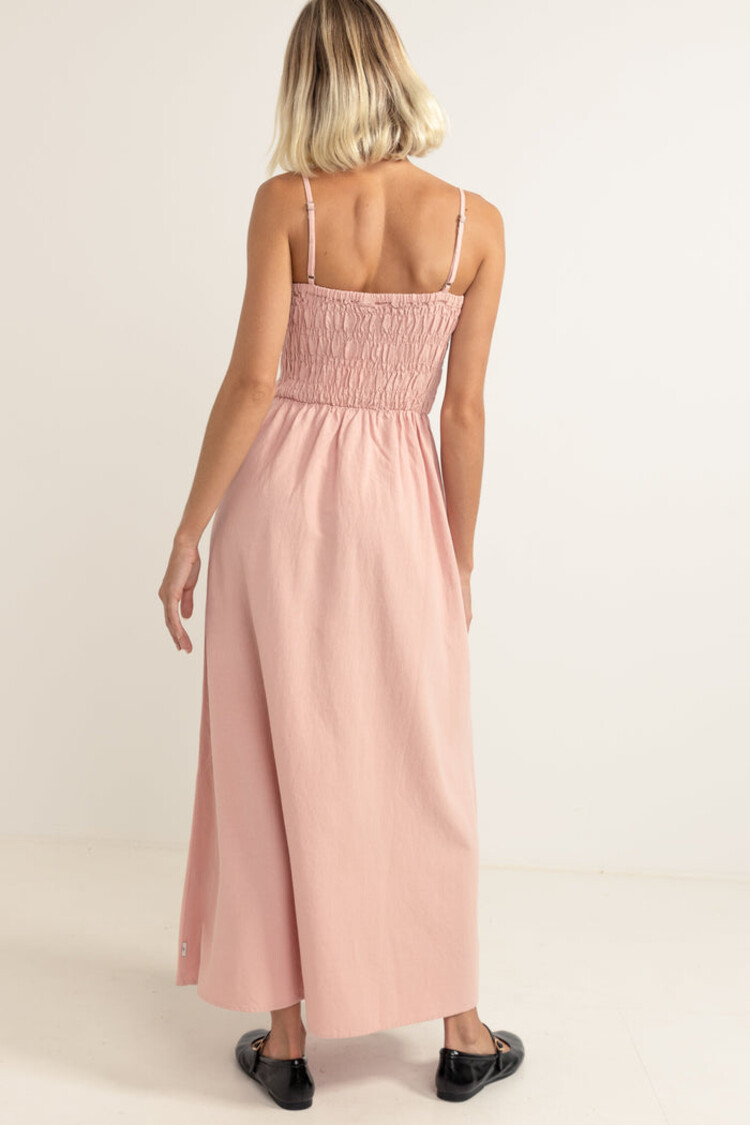 Rhythm Classic Shirred Midi Dress | Rose