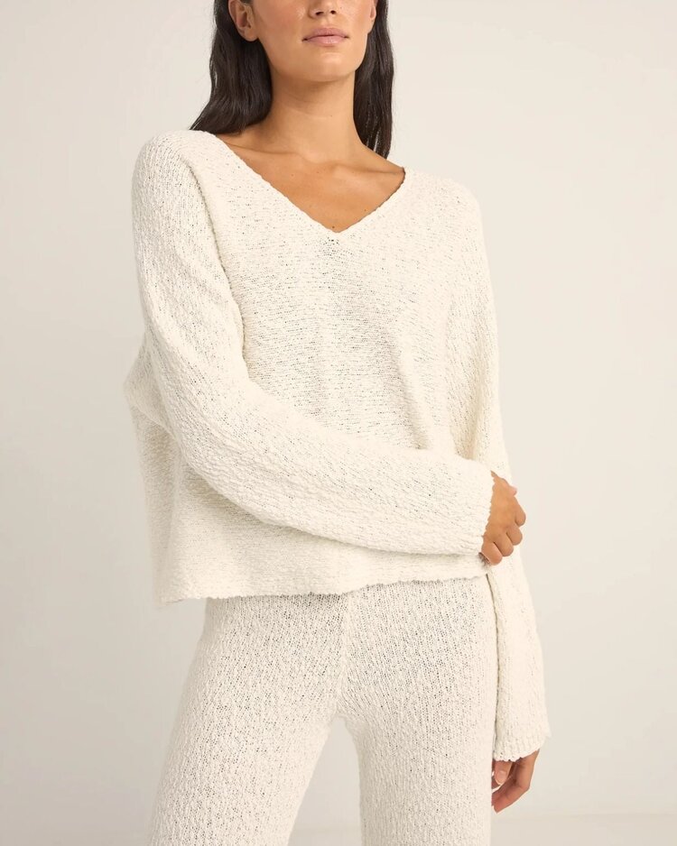 Rhythm Rhythm Adele Oversized Long Sleeve Knit Top | White