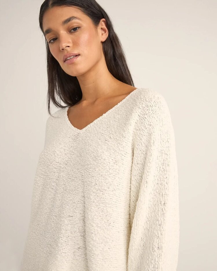 Rhythm Rhythm Adele Oversized Long Sleeve Knit Top | White