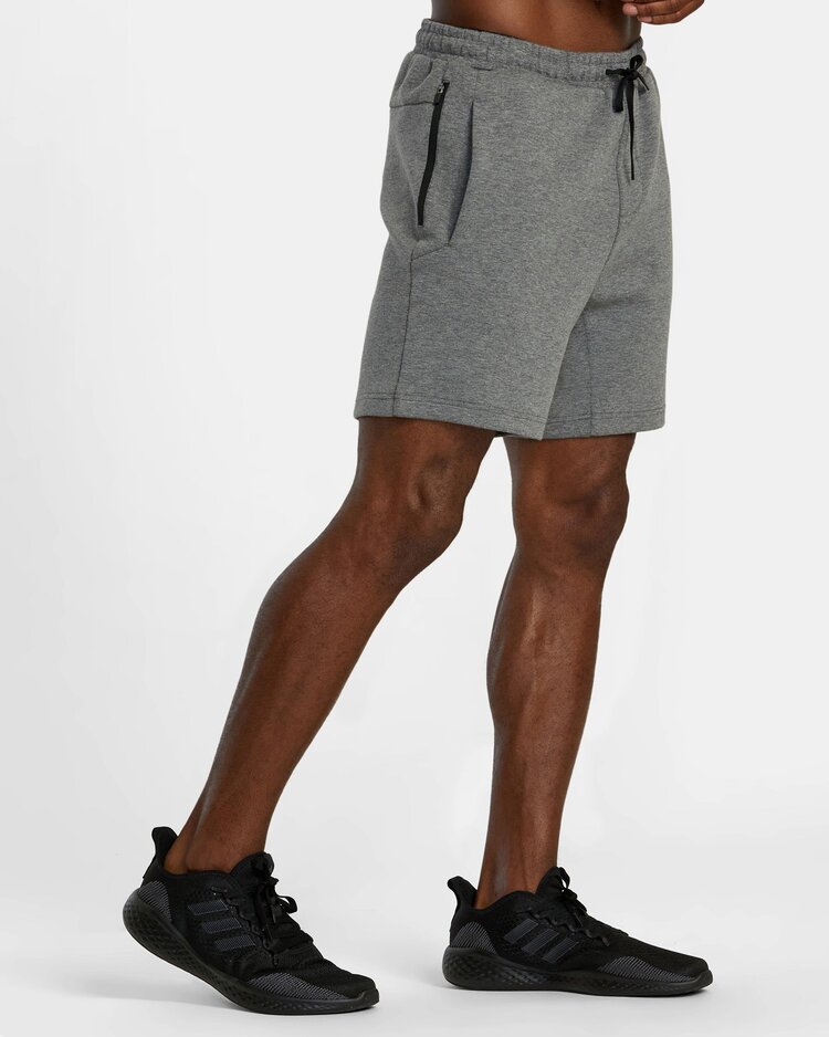 RVCA RVCA Tech Fleece Elastic Waist Shorts | Heather Grey