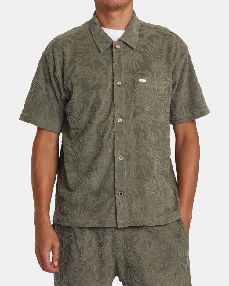 RVCA Palms Down Short Sleeve Polo Shirt  | Mushroom