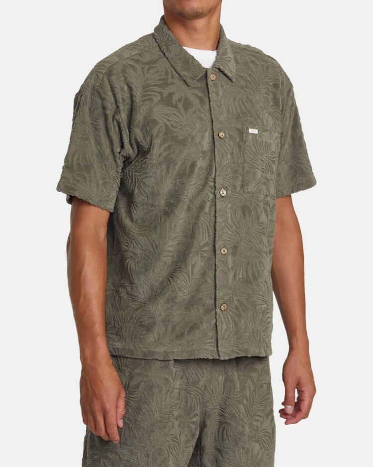 RVCA Palms Down Short Sleeve Polo Shirt  | Mushroom
