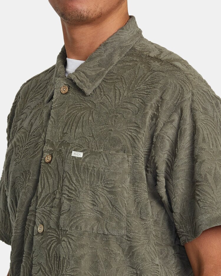 RVCA Palms Down Short Sleeve Polo Shirt  | Mushroom