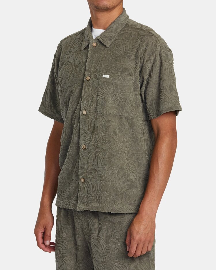 RVCA Palms Down Short Sleeve Polo Shirt  | Mushroom