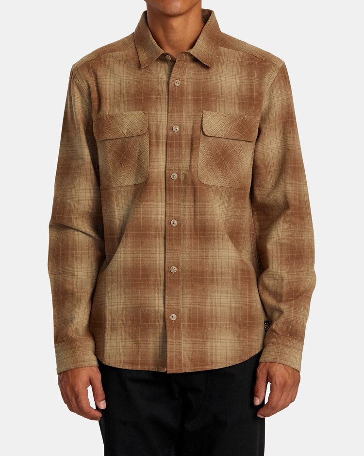 RVCA RVCA Dayshift Flannel Long Sleeve Top | Wood