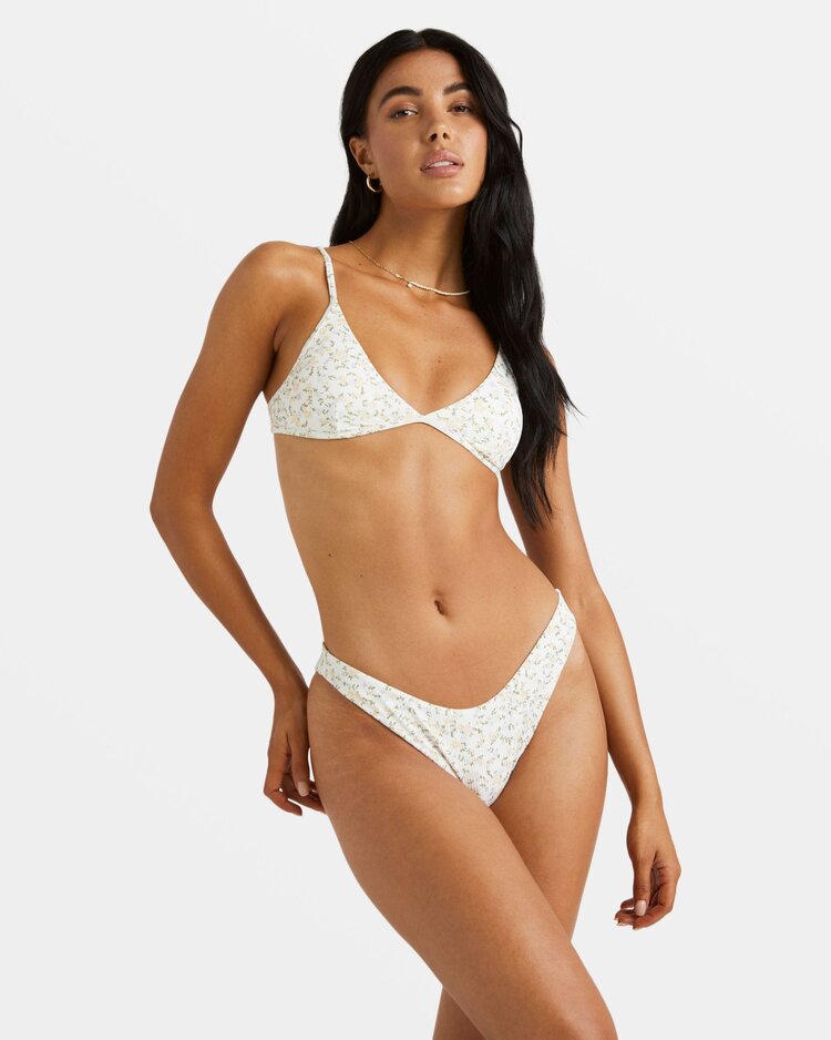 RVCA Ditsy Rib Medium French Bikini Bottoms | Whisper White