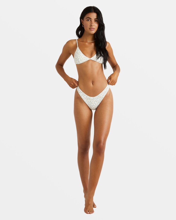 RVCA Ditsy Rib Medium French Bikini Bottoms | Whisper White