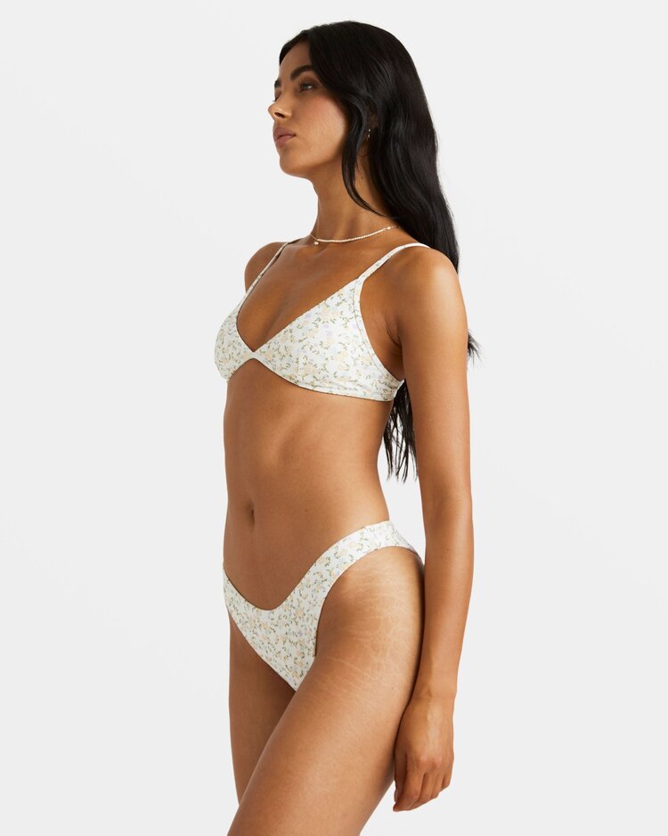 RVCA Ditsy Rib Medium French Bikini Bottoms | Whisper White