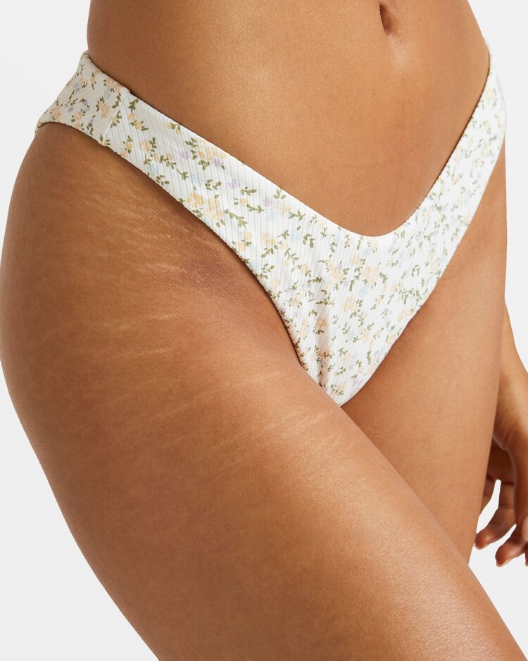 RVCA Ditsy Rib Medium French Bikini Bottoms | Whisper White