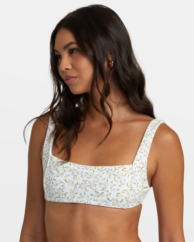 RVCA Ditsy Tank Bikini Top | Whisper White