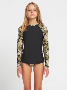 Volcom Girls Midnight Tropic Long Sleeve Upf 50 Rashguard | Shadow Lime