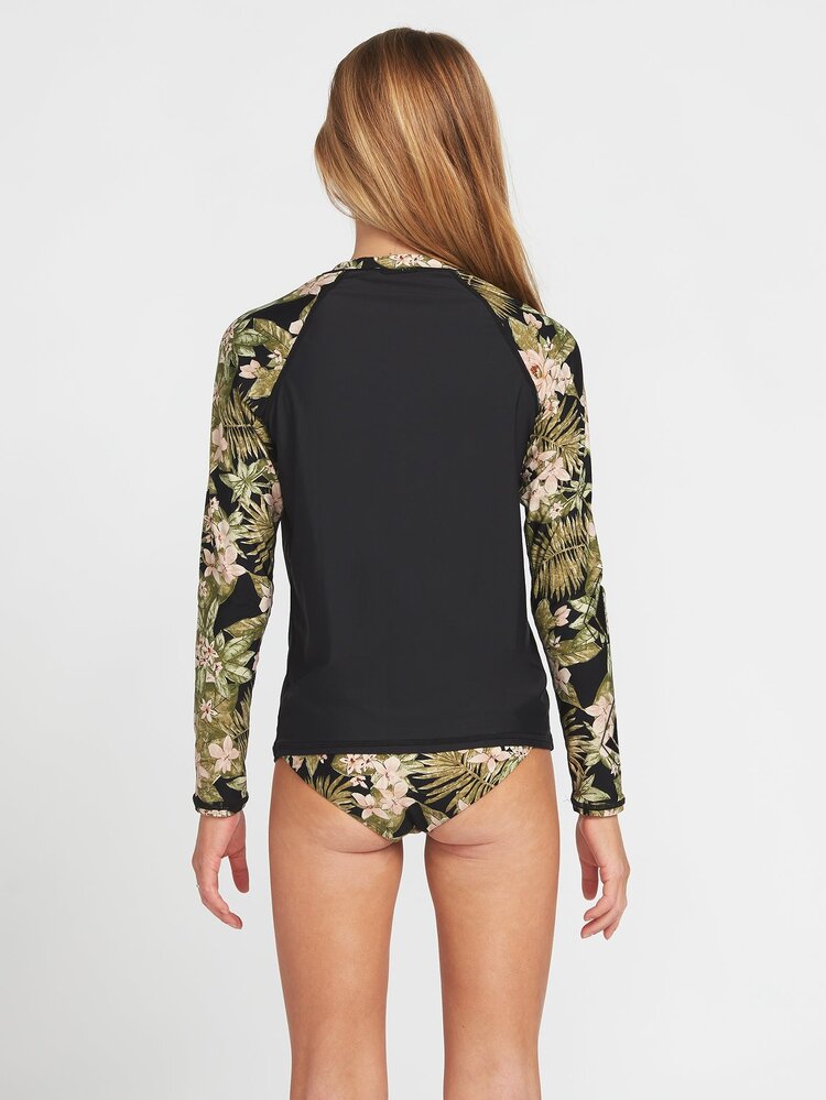 Volcom Girls Midnight Tropic Long Sleeve Upf 50 Rashguard | Shadow Lime