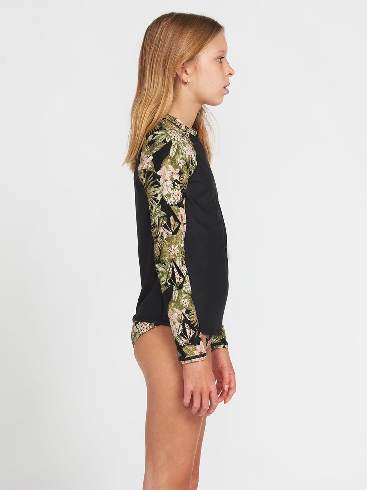 Volcom Girls Midnight Tropic Long Sleeve Upf 50 Rashguard | Shadow Lime