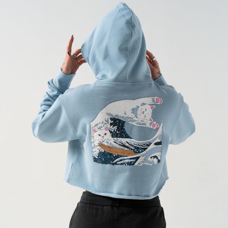 Ripndip Ripndip Womens Great Wave Cropped Hoodie | Powder Blue
