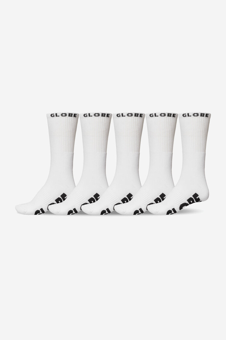 Globe Globe Whiteout Crew Sock 5 Pack | White