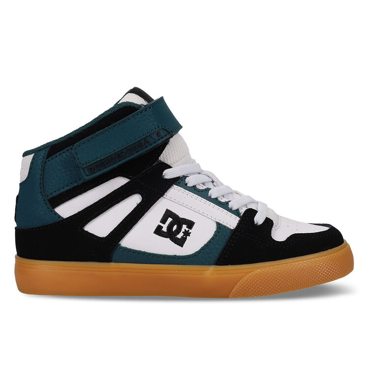 DC Kids' Pure Hi Top Ev Shoes | BlackGreenGum | BlackGreenGum