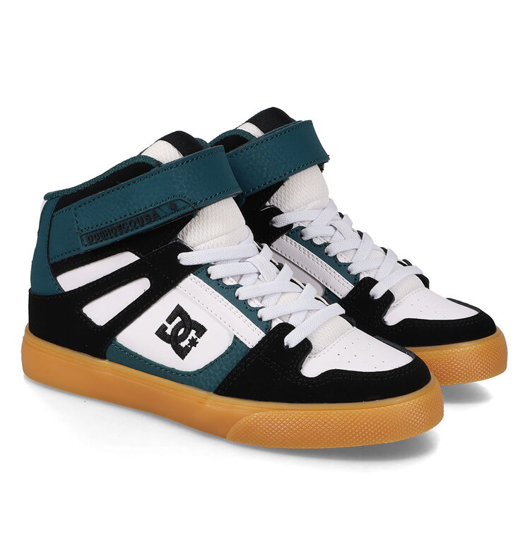 DC Kids' Pure Hi Top Ev Shoes | BlackGreenGum | BlackGreenGum