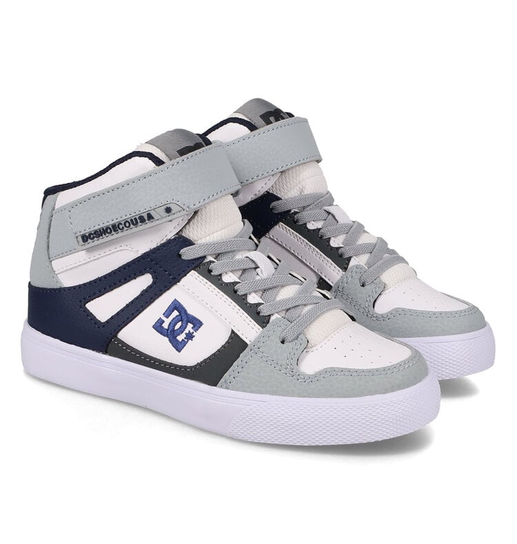 DC Kids' Pure Hi Top Ev Shoes | GreyBlueWhite | GreyBlueWhite