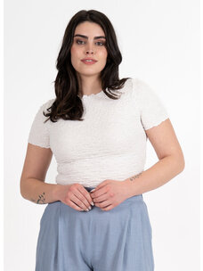 C'est Moi Textured High Neck TShirt | White