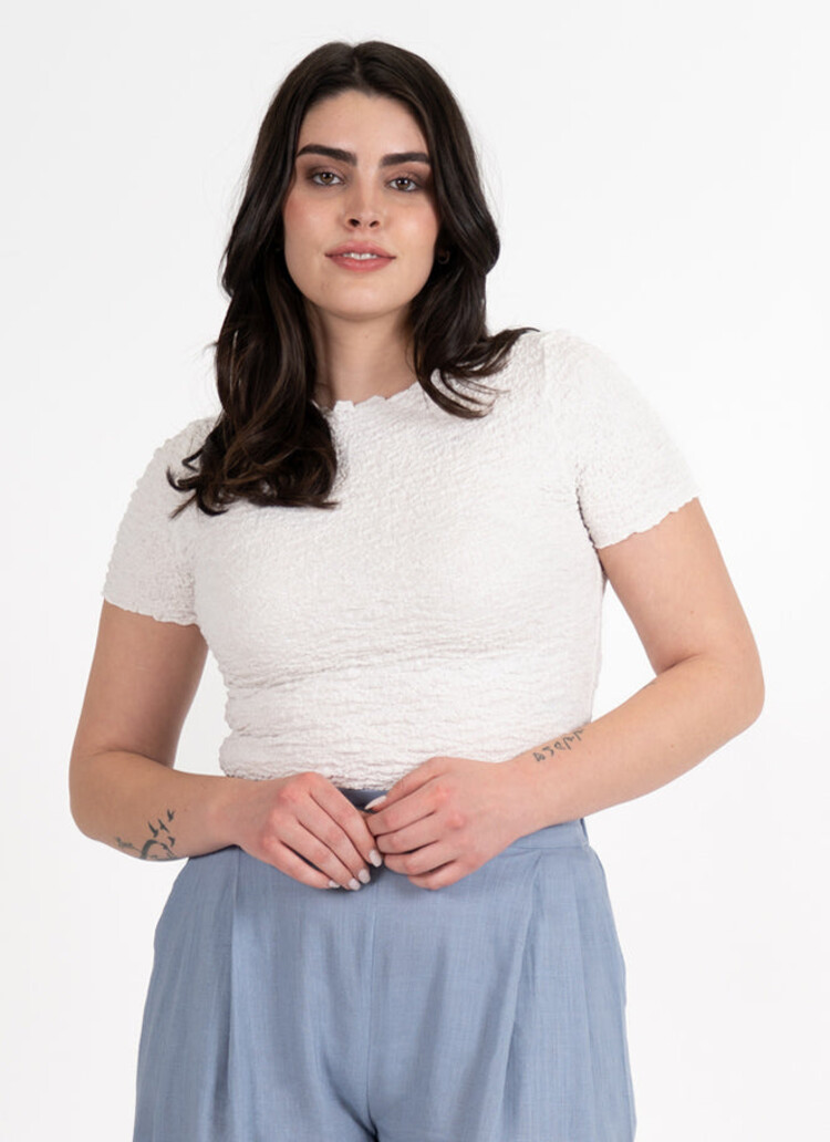 C'est Moi Textured High Neck TShirt | White