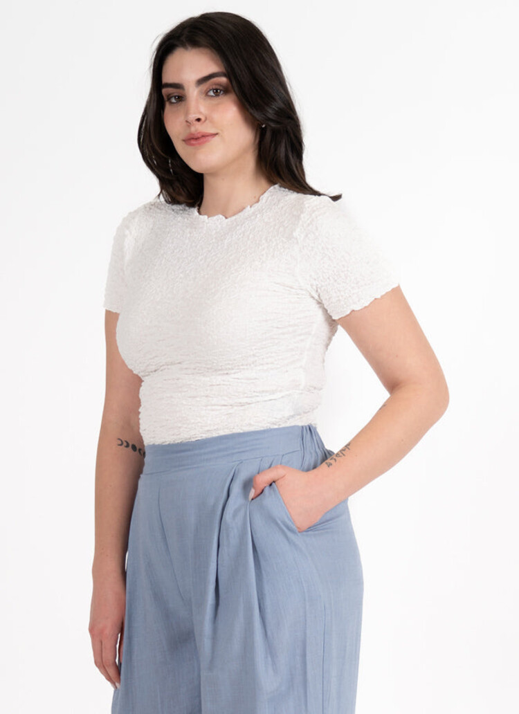 C'est Moi Textured High Neck TShirt | White